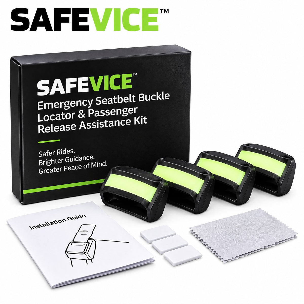 SAFEVICE™ Seatbelt Buckle Locator — product components
