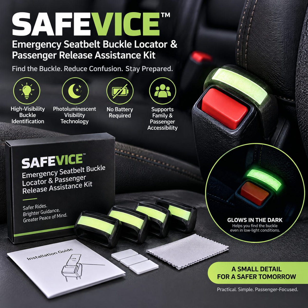 SAFEVICE™ Seatbelt Buckle Locator — usage and feature details