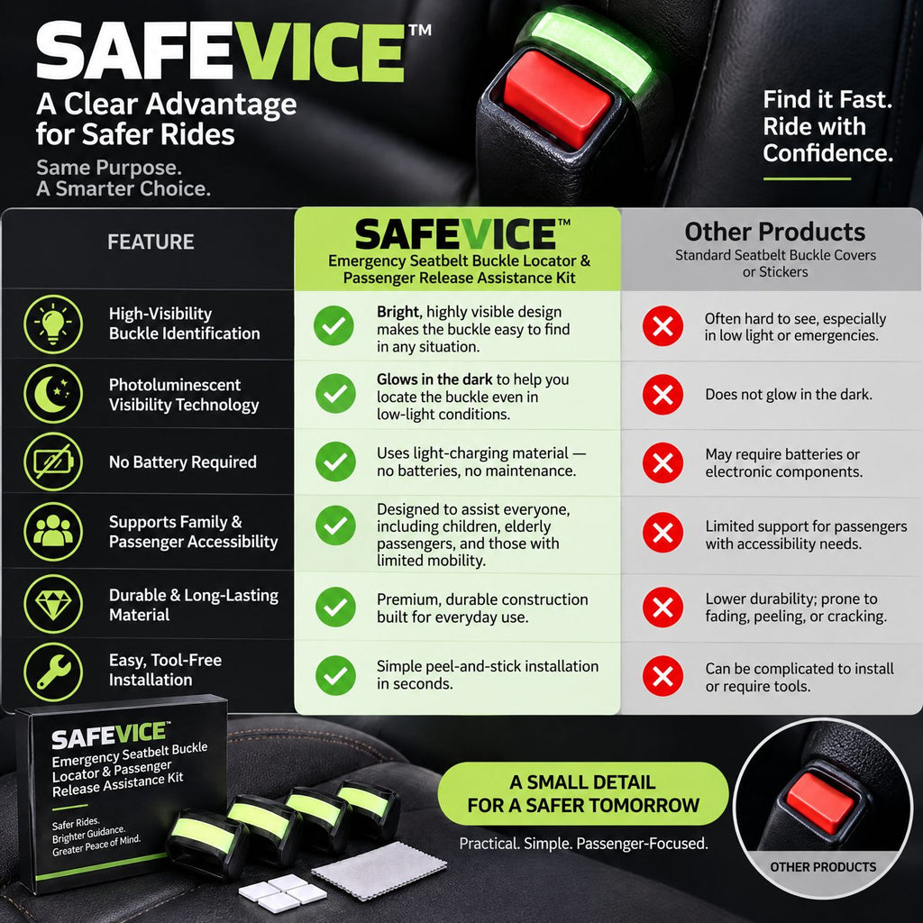 SAFEVICE™ Seatbelt Buckle Locator — product comparison and safety information